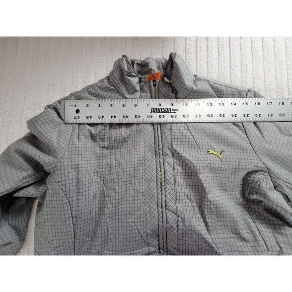 Puma Womens Gray & Yellow Checkered Full-Zip Jacket Size XL Lightweight Sports - Picture 6 of 8
